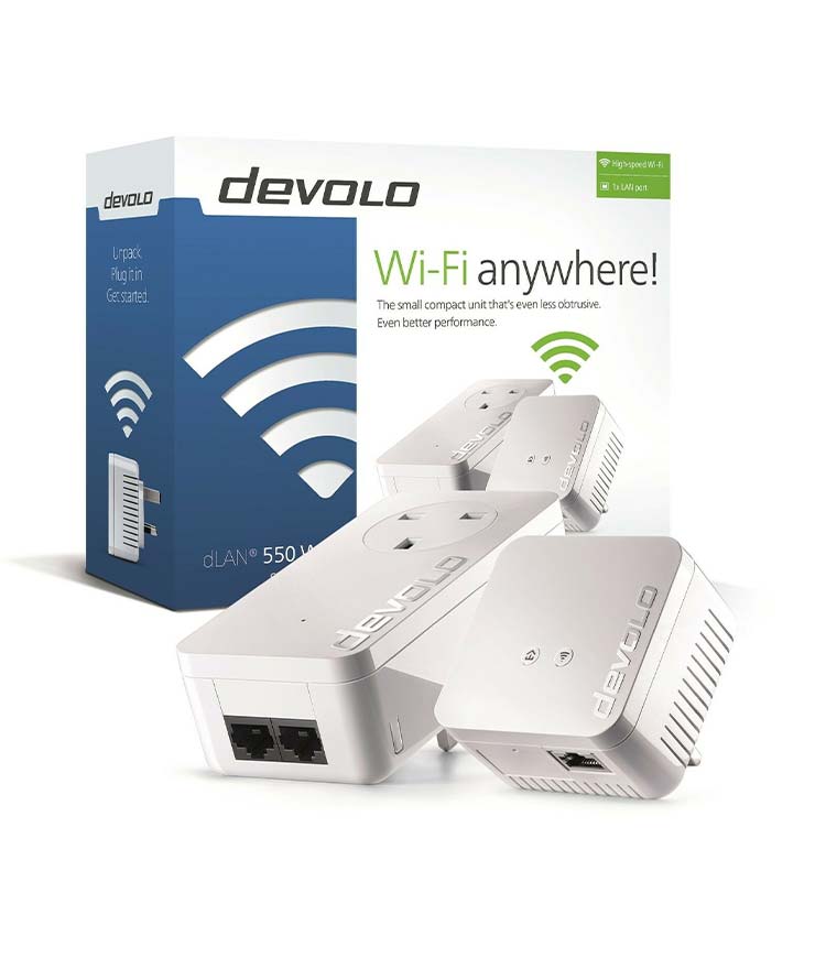 POWERLINE WIFI DEVOLO DLAN PLC 550+ STARTER KIT 2 UDS CON ENCHUFE